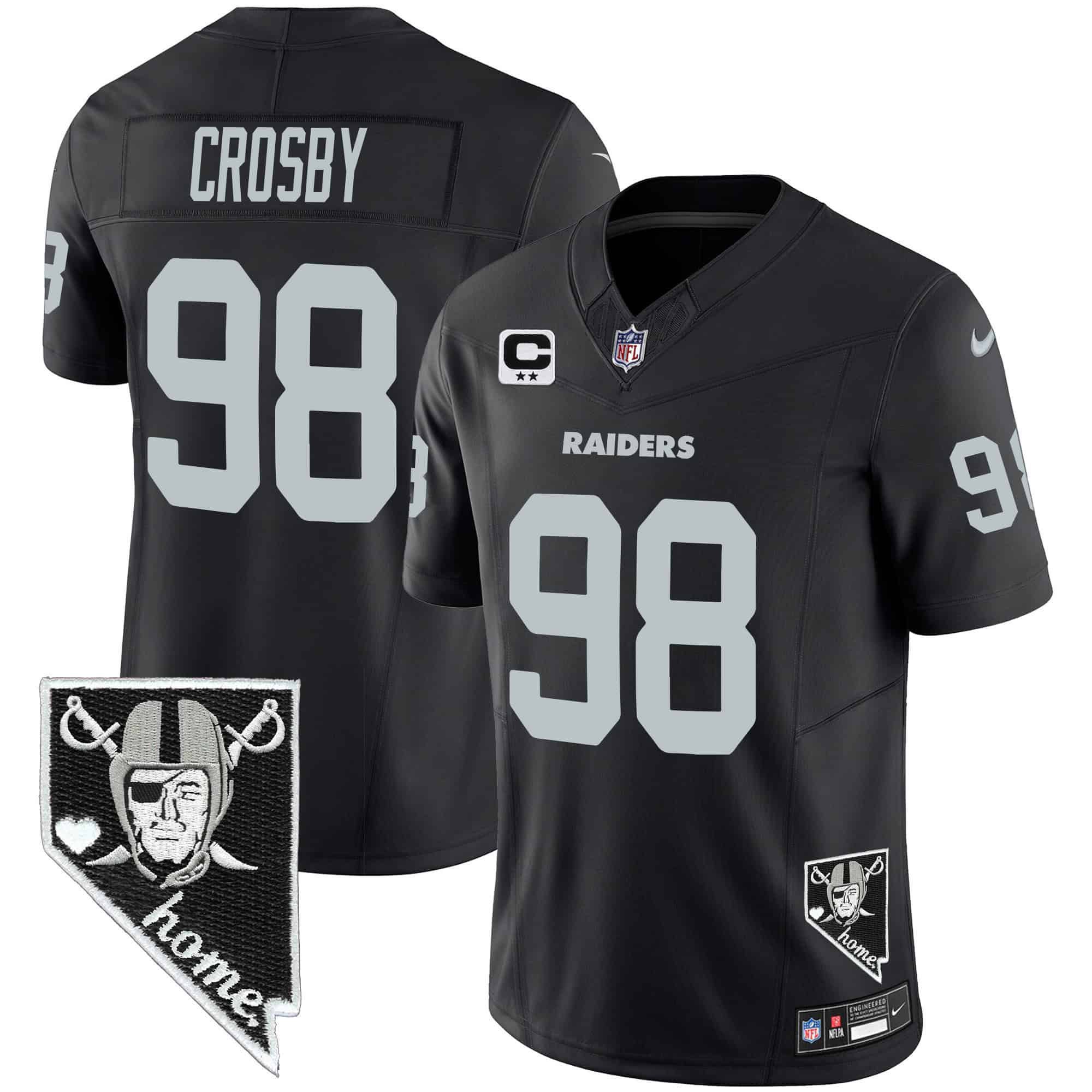 Men Oakland Raiders #98 Crosby Black 2024 Nike Nevada Home Patch Vapor NFL Jersey style 1->indianapolis colts->NFL Jersey